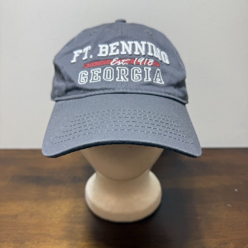 Ft. Benning Georgia Est 1918 Adjustable One Size Baseball Cap Gray Military Army